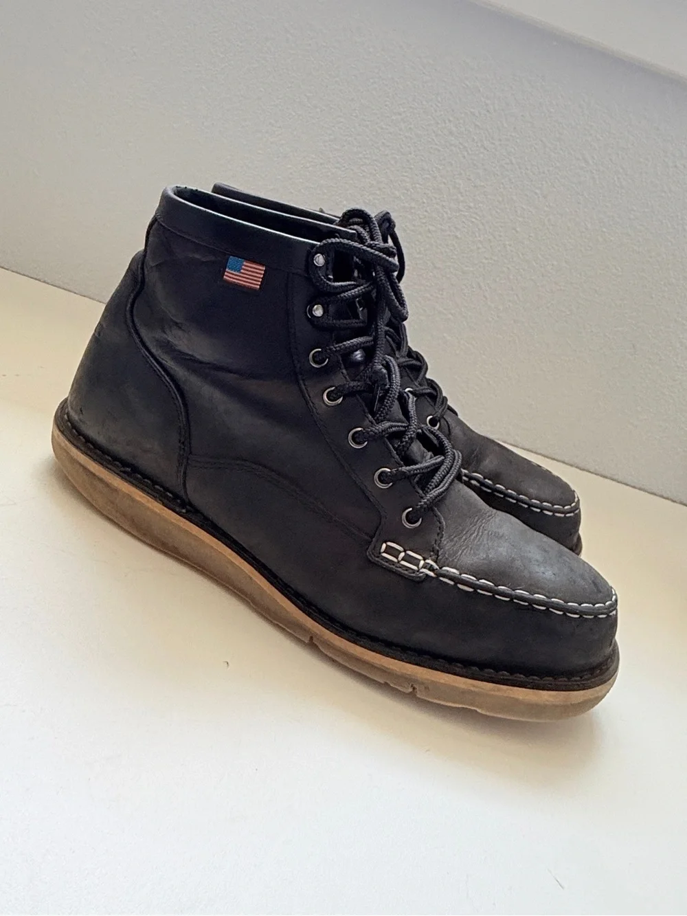 Danner Bull Run Steel Toe Moc Toe Boots USA Black Leather mens Size 14